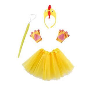 六一节儿童小鸡公鸡头饰5件套演出头箍发箍套装表演服装演出衣服