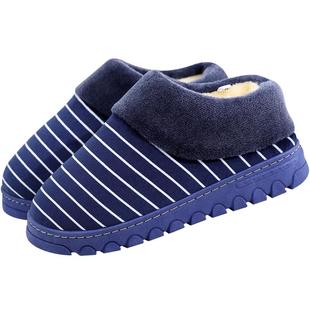 秋冬季棉拖鞋男士包跟厚底居家用室内防滑保暖带后跟毛棉鞋女冬天
