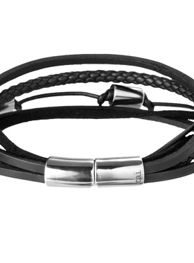 多层编织皮质男士饰品欧美风手链