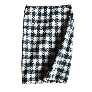 福利特惠~气质兼具温暖 BlingBling撞色提花格纹 毛呢包臀半身裙