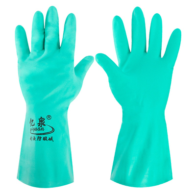 绿色劳保手套丁晴橡胶工业防水