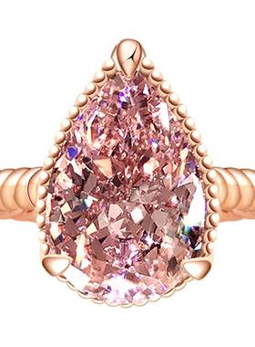 水滴克拉钻石戒指欧美玫瑰金彩色