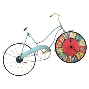 美式复古铁艺自行车壁挂创意墙饰壁饰家居挂件单车挂钟墙壁装饰品
