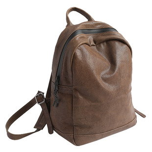 小众风原创极简双肩包 头层牛皮黑色书包女 复古真皮手工背包轻便