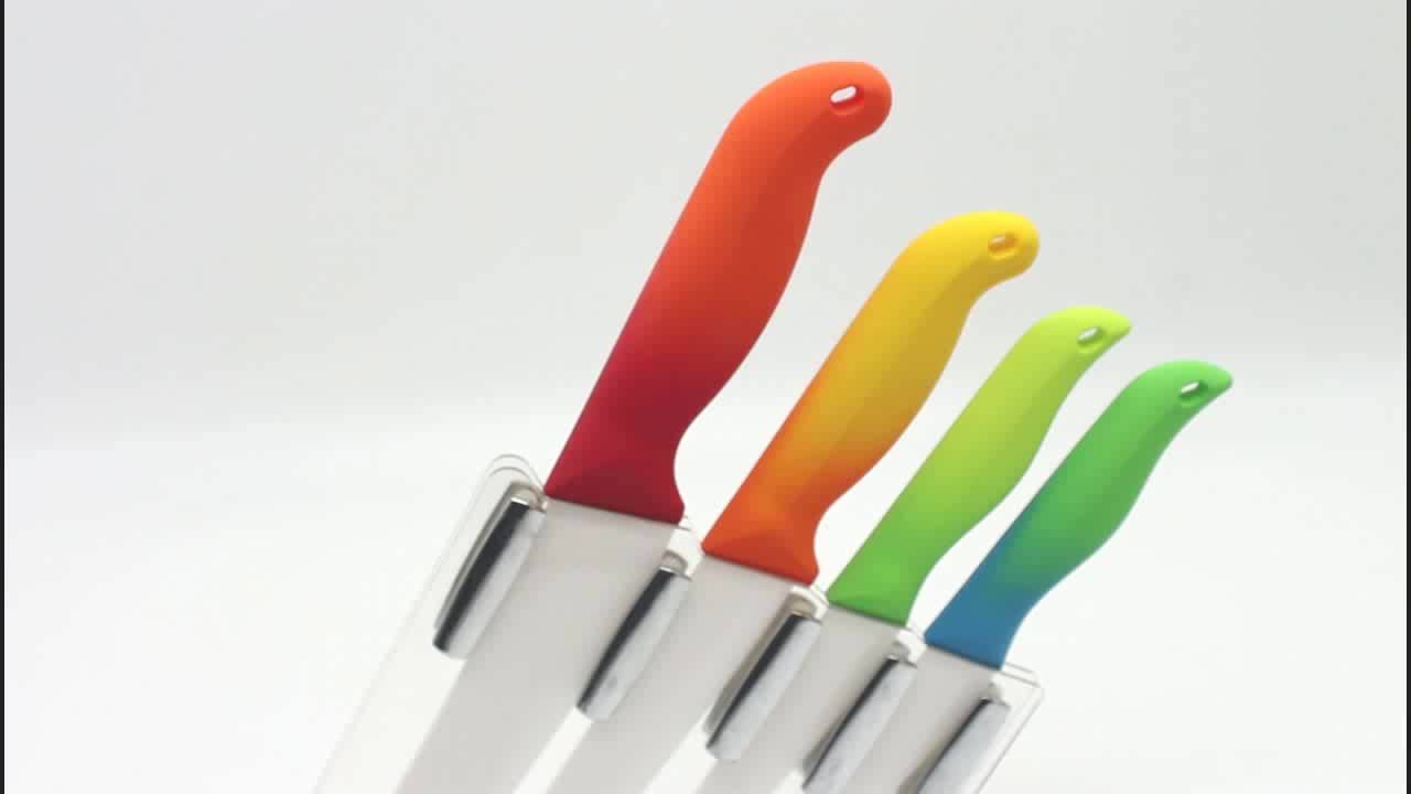 Professional 4 Pcs Colored Handle White Blade Zirconia Ceramic Knife