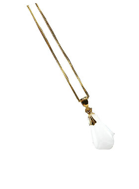 纯银天然白玉吊坠一套气质项链