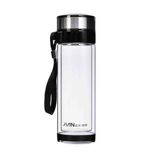 富光单层玻璃杯500ML大容量男士便携带盖过滤茶杯耐热透明水杯子