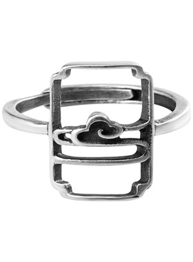 复古风做旧镂空祥云纹手工戒子