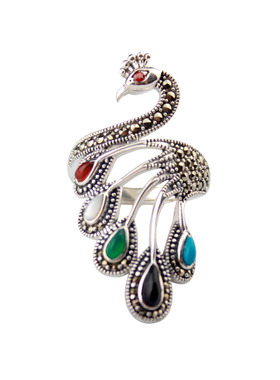 925纯银复古泰银红石榴石多色