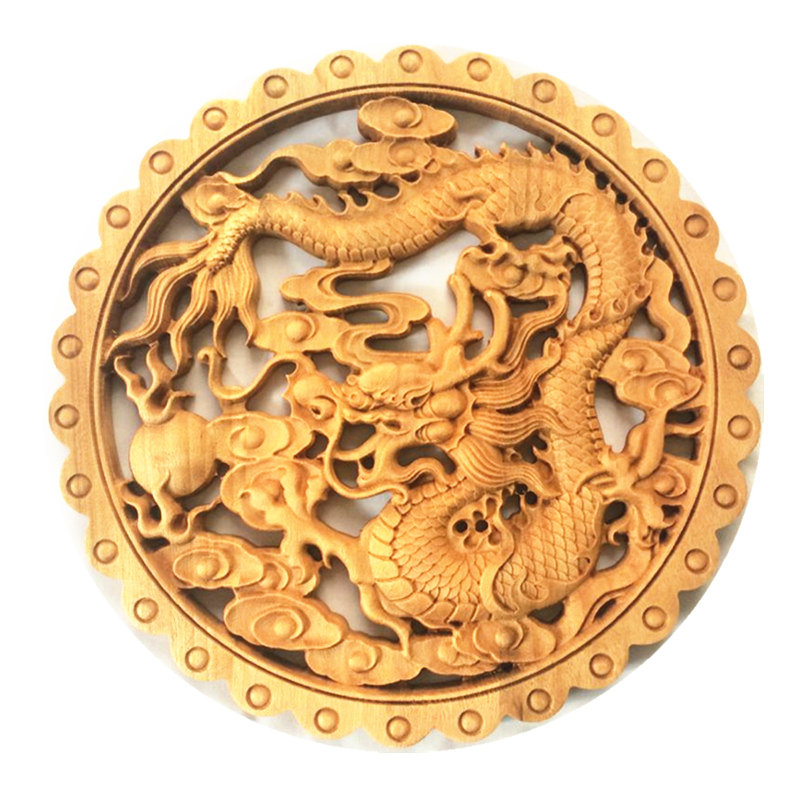 【天天特价】东阳木雕挂件龙凤 香樟木雕刻工艺品背景墙壁挂28cm