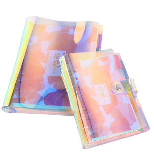 镭射手账本炫彩活页记事本学生日记笔记本A5A6清新按扣本子变色本