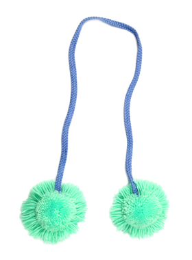 GLEE RAINBOW薄荷绿手工编织毛线球立体太阳花朵胸花项链