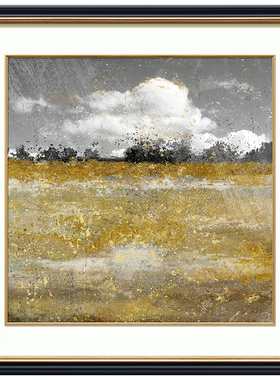 简欧双联抽象风样板房金色装饰画