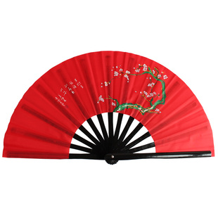 精选竹骨太极扇子红梅赞红色梅花扇功夫扇武术扇舞蹈扇响扇晨练扇