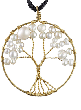 幸运树欧美包金圆形复古森系项链