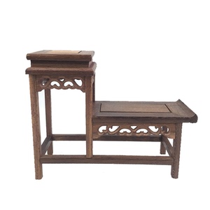 红木摆件雕刻工艺品 鸡翅木高低连台 奇玉石紫茶壶花盆佛像底座