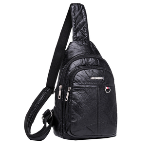 软皮胸包女2026新韩版小背包简约休闲百搭女士胸前包单肩斜挎包潮