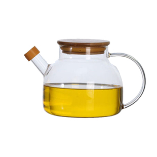 3斤半超大容量竹盖玻璃油壶 家用大号储油壶酒壶创意厨房日式油瓶
