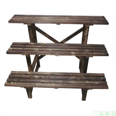 户外实木花架子阳台落地式碳化木防腐置物架多层阶梯简约花木盆架