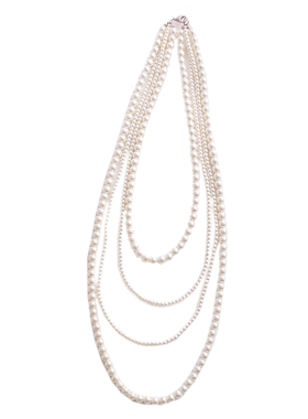 多层长款女复古旗袍珍珠项链双层