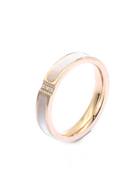 韩版简约时尚气质镶钻钛钢镀戒指