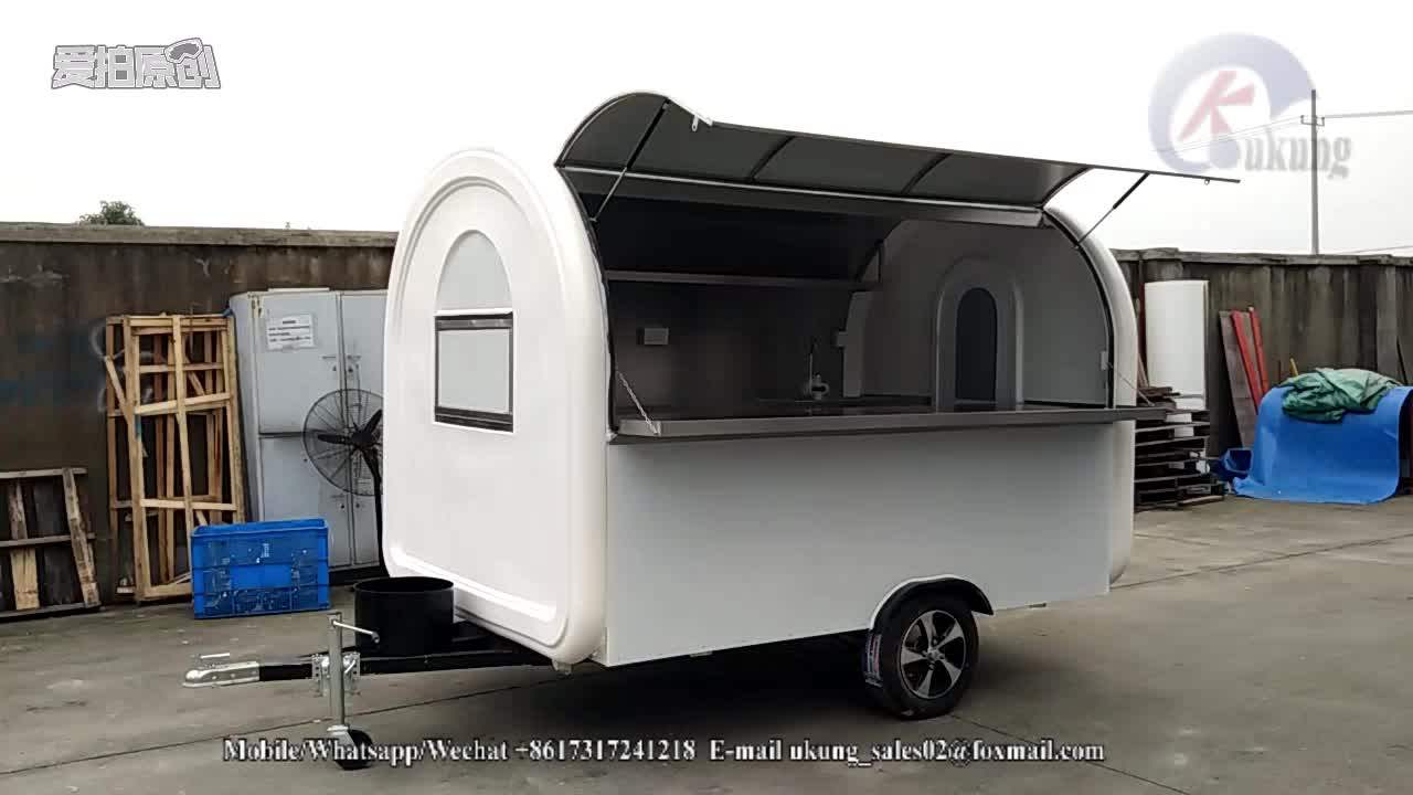 Fiberglass Food Caravan,With Range Hood,Stainless Steel Bench,Ft200,300*200cm Size Food Trailer