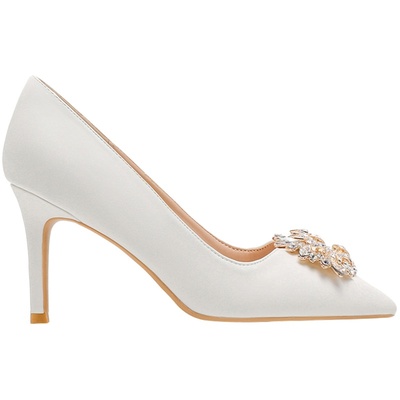 伴娘尖头水钻细跟白色平时结婚鞋