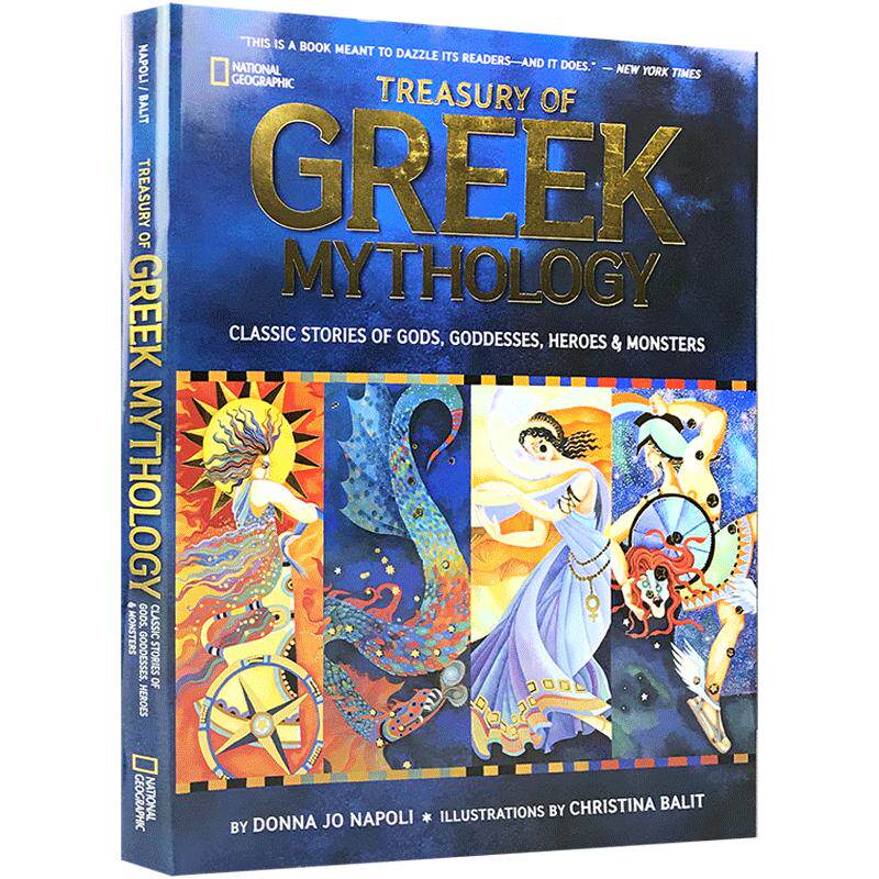 全彩插画精装版古希腊神话Treasury of Greek Mythology美国国家地理图画经典故事书英文原版 启蒙8-10-12岁儿童百科精装大开本