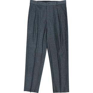 美式oldschool灰色服阔腿裤休闲西装裤子痞帅坠感小西裤男高级灰