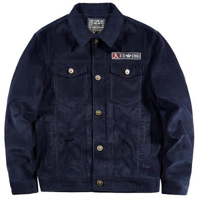 复古灯芯绒翻领夹克外套