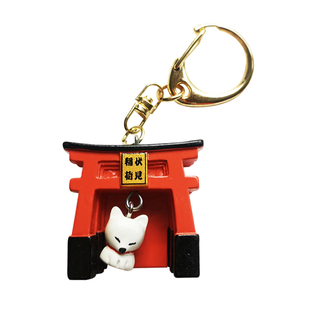 桃乐西 日本伏见稻荷相扑艺伎达摩*财猫立体旅游纪念钥匙链 会动