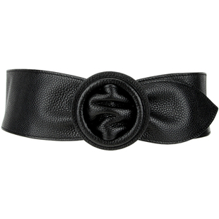 大衣腰封女士头层牛皮时尚百搭黑红色毛衣宽腰带羽绒服装饰配裙子