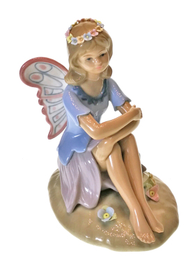 英国陶瓷生日情人蝴蝶花仙子摆件