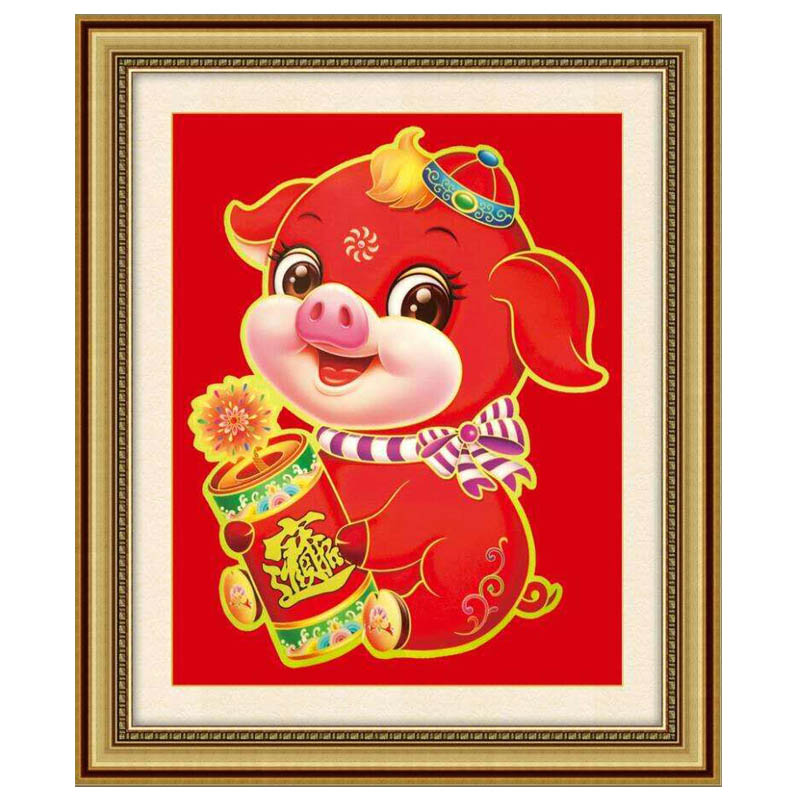 棉线绣小猪十字绣新款小幅