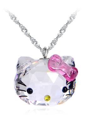 水晶韩版可爱925银饰品项链