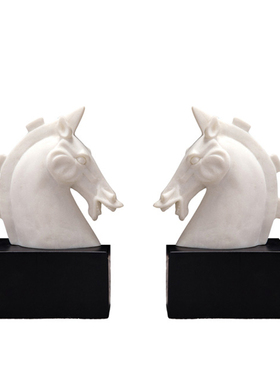 创意中式马头书档书立摆设工艺术品软装样板房书房摆件家居装饰品