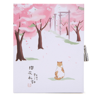 日记本精装锁本彩色页钥匙锁头小清新多功能笔记本文艺插画手绘本