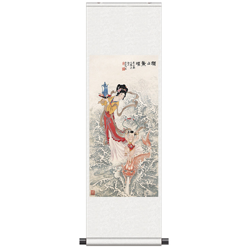 中国风字画古典仕女风水挂画福娃福寿图丝绸画宣纸挂画定制酒店画