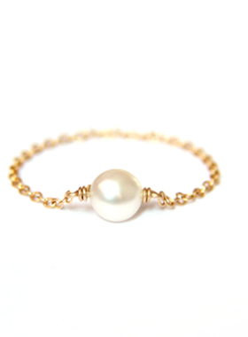 天然淡水珍珠戒指指环14k注金