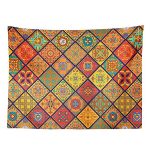 梵之语印度曼陀罗亚麻装饰布客厅民宿装饰亚麻桌布地毯布货架遮布