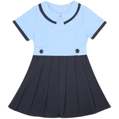 卷卷毛女童装班服园服连衣裙夏季新款学院风小学生校服儿童拼接裙