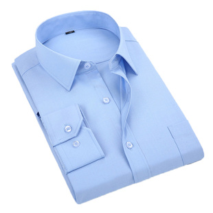 的确良工作服白衬衫男长袖春夏季薄款加肥加大码中老年工装男衬衣