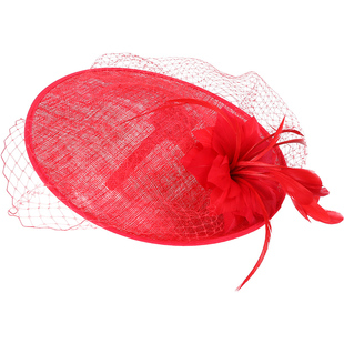 EE 夏季新款亚麻帽子女 优雅名媛宴会麻纱小礼帽白色英伦时尚正装