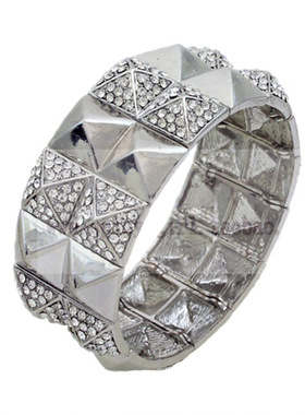 【美国代购方形铆钉钻石镶嵌手镯