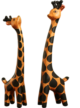 原木可爱风长颈鹿隔板家居装饰