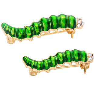 欧美夸张流行昆虫动物胸针 可爱毛毛虫蚕宝宝滴釉镶钻少女心胸花