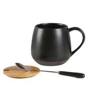 日式陶瓷水杯带盖勺礼盒装礼品马克杯定制印logo咖啡杯牛奶早餐杯