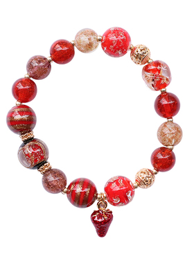 本命年新年纳福红色草莓琉璃手链