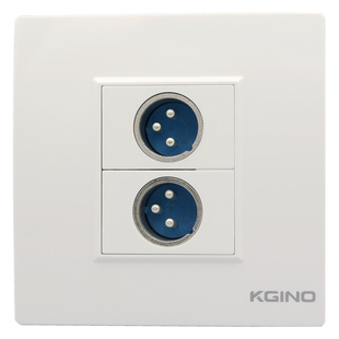 86型二位卡农头插座面板 2个公头卡侬麦克风大三芯多媒体音频插座