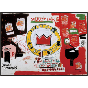 巴斯奎特潮流皇冠涂鸦艺术装饰画工业风酒吧餐厅横幅巨幅红色挂画